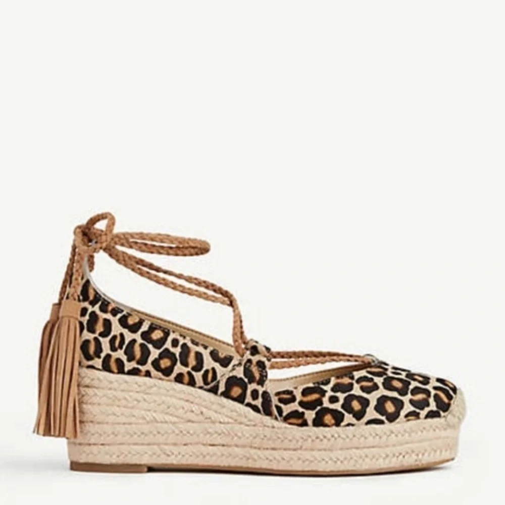 Ann Taylor | Women’s Leopard Print Espadrille Wedge Shoes Size 7